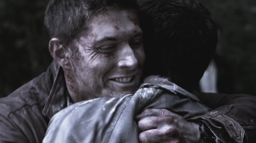 Dean embraces Cas in purgatory Dean embraces Cas in purgatory